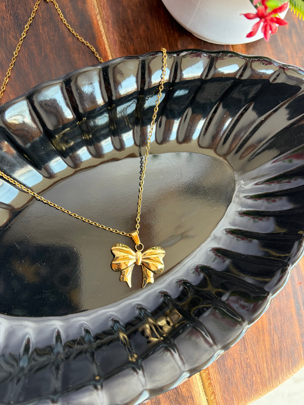 Korean Golden Bow Pendant Anti-Tarnish Chain