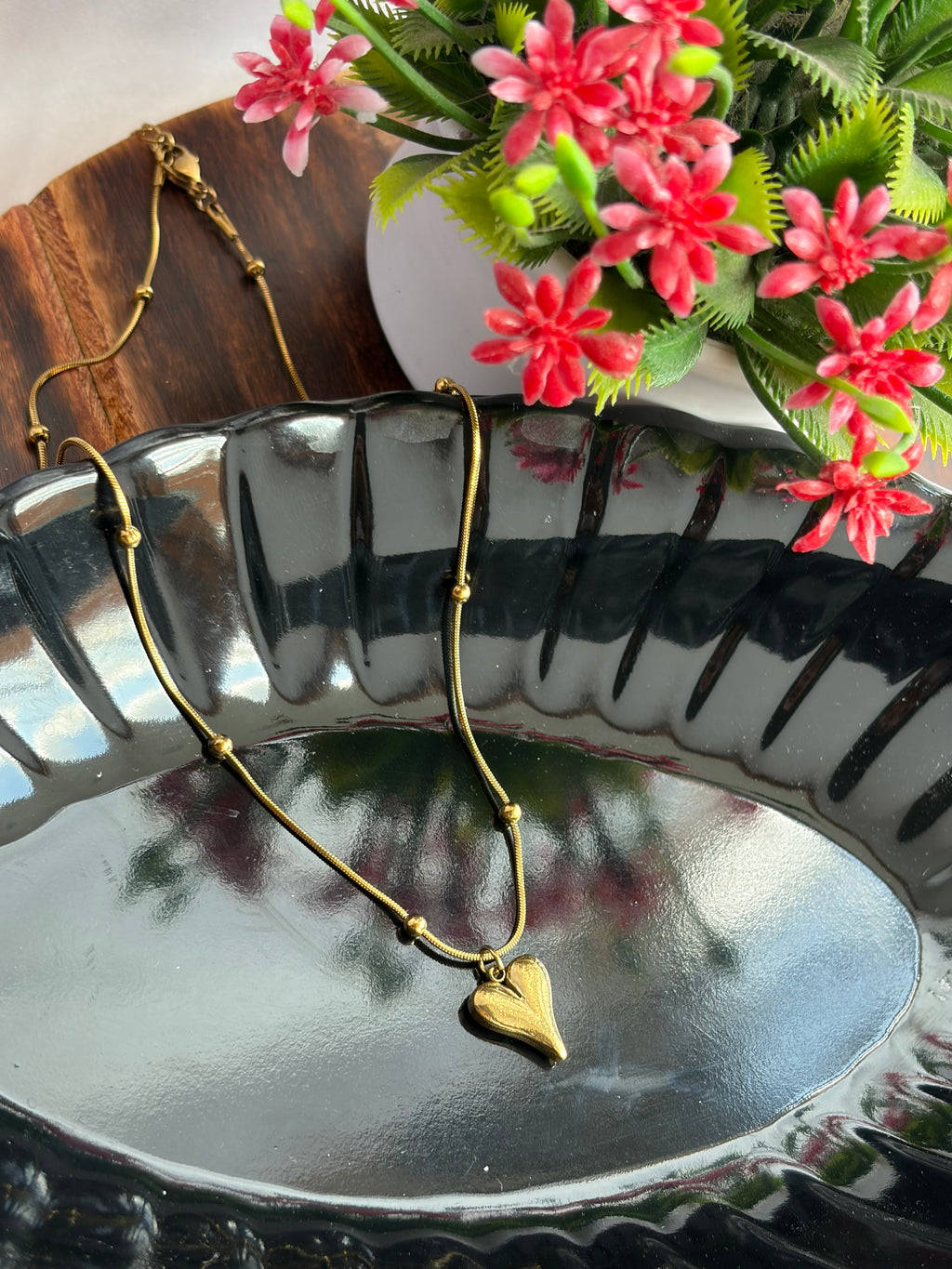 Golden Heart Drop Anti-Tarnish Chain