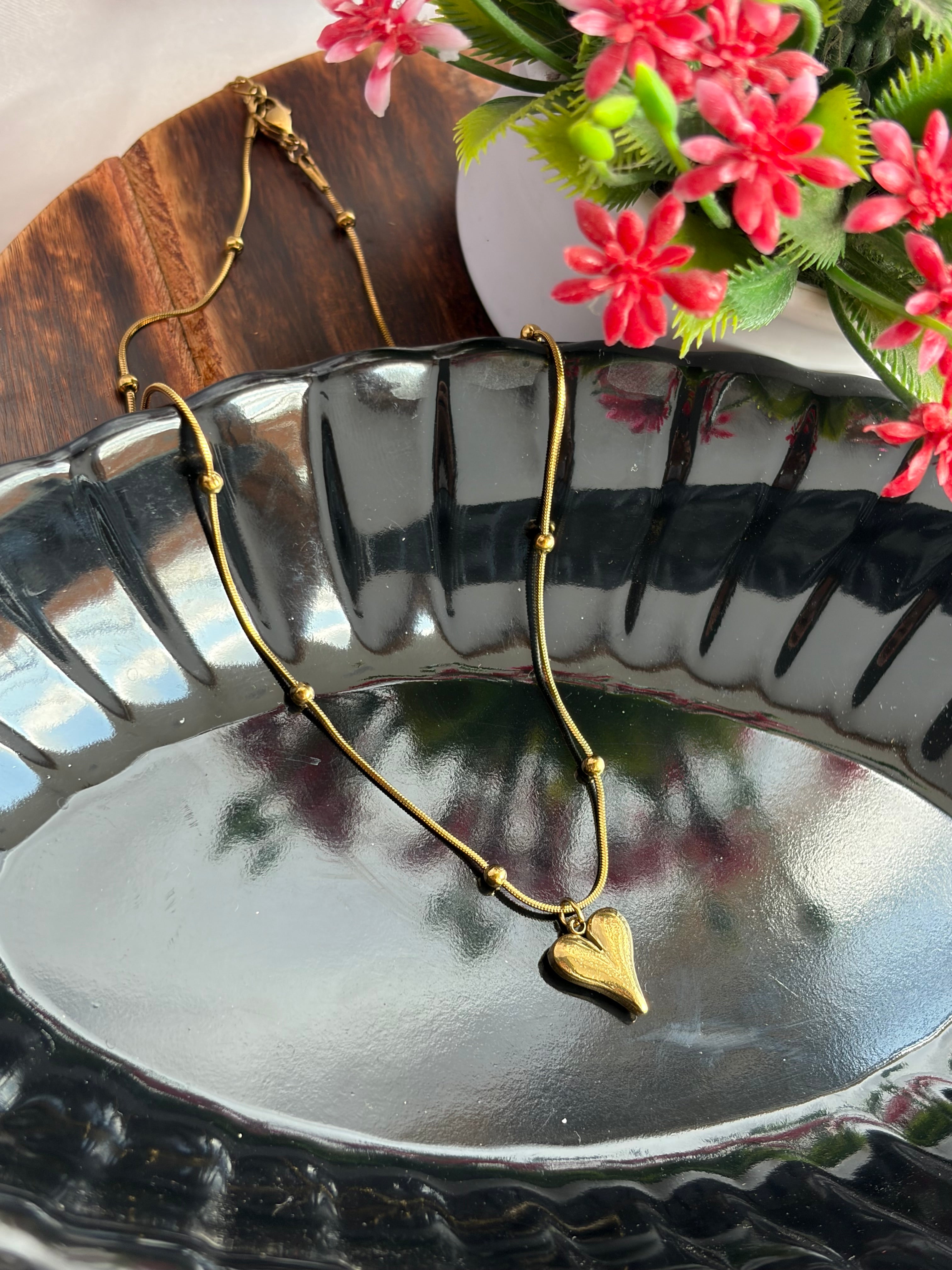 Golden Heart Drop Anti-Tarnish Chain