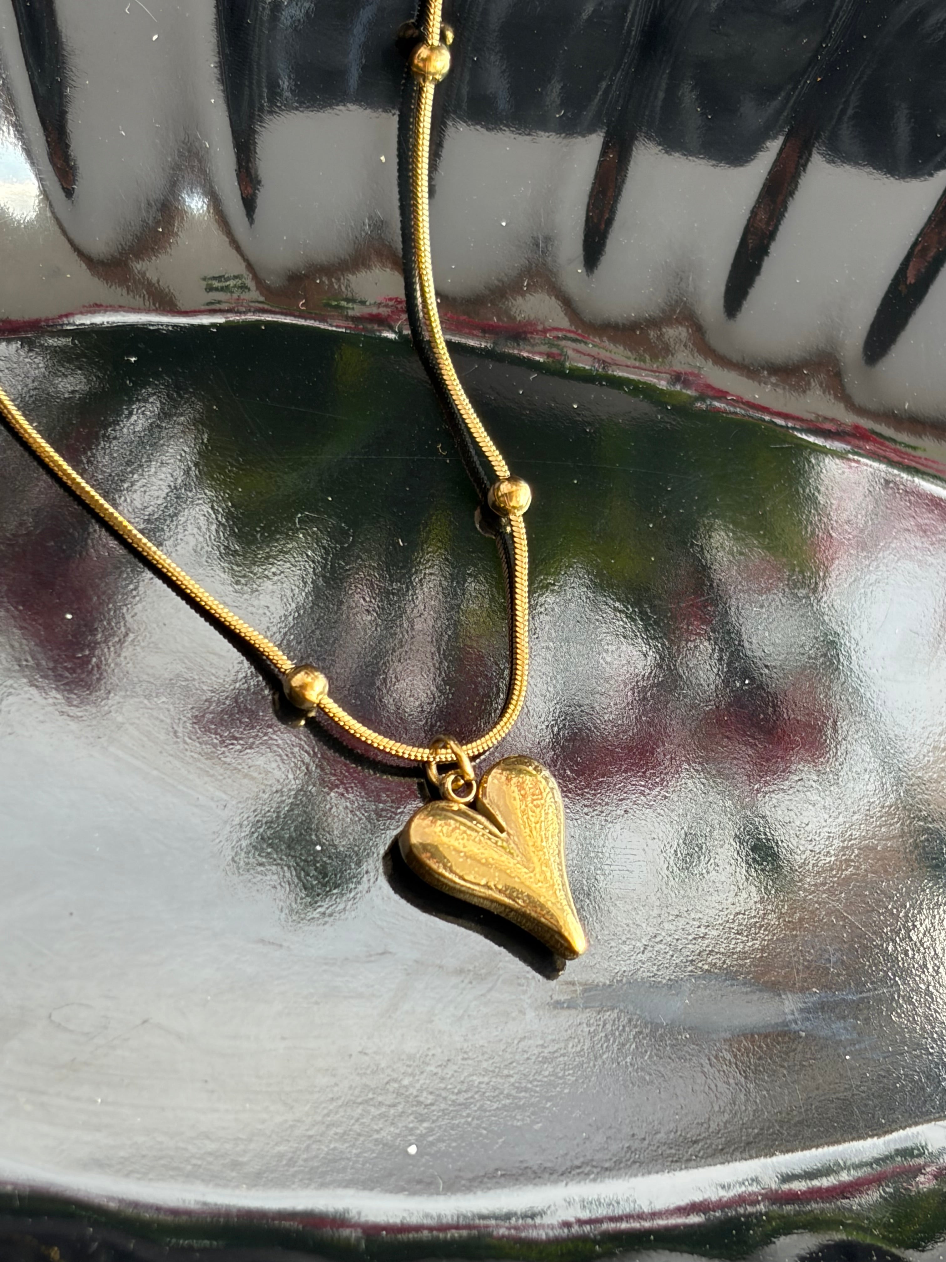 Golden Heart Drop Anti-Tarnish Chain