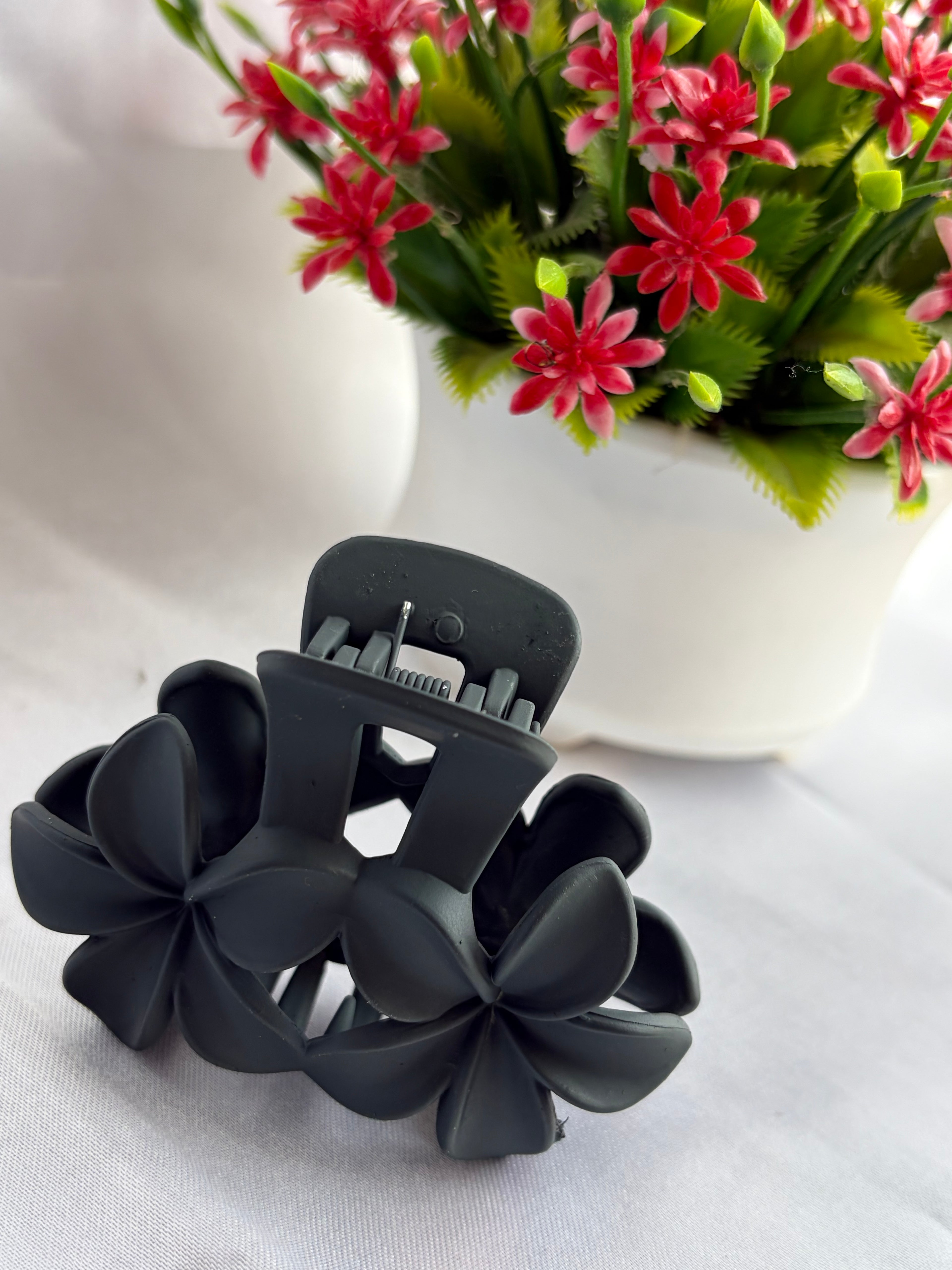Charcoal Blossom Hair Claw Clip