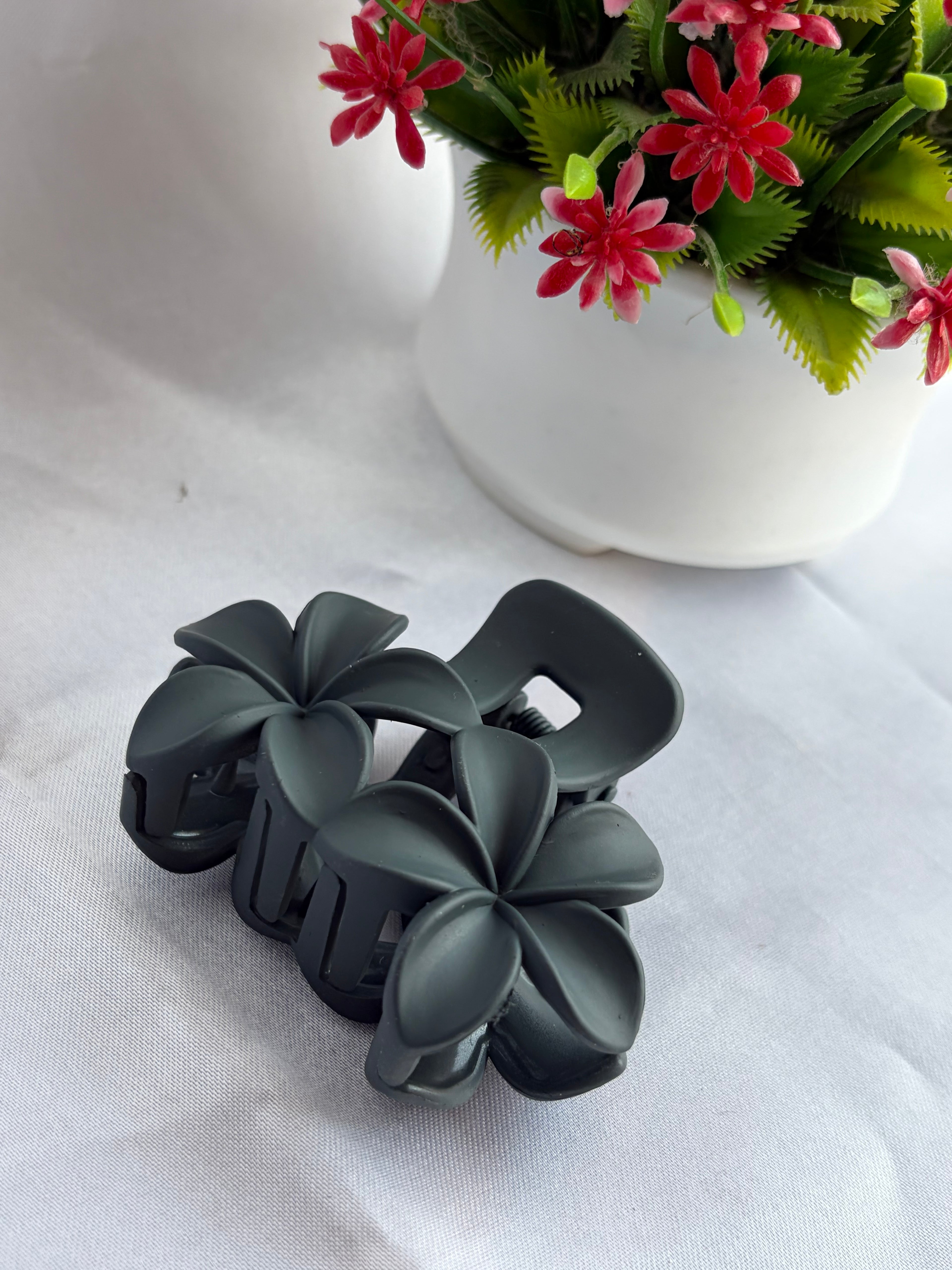 Charcoal Blossom Hair Claw Clip