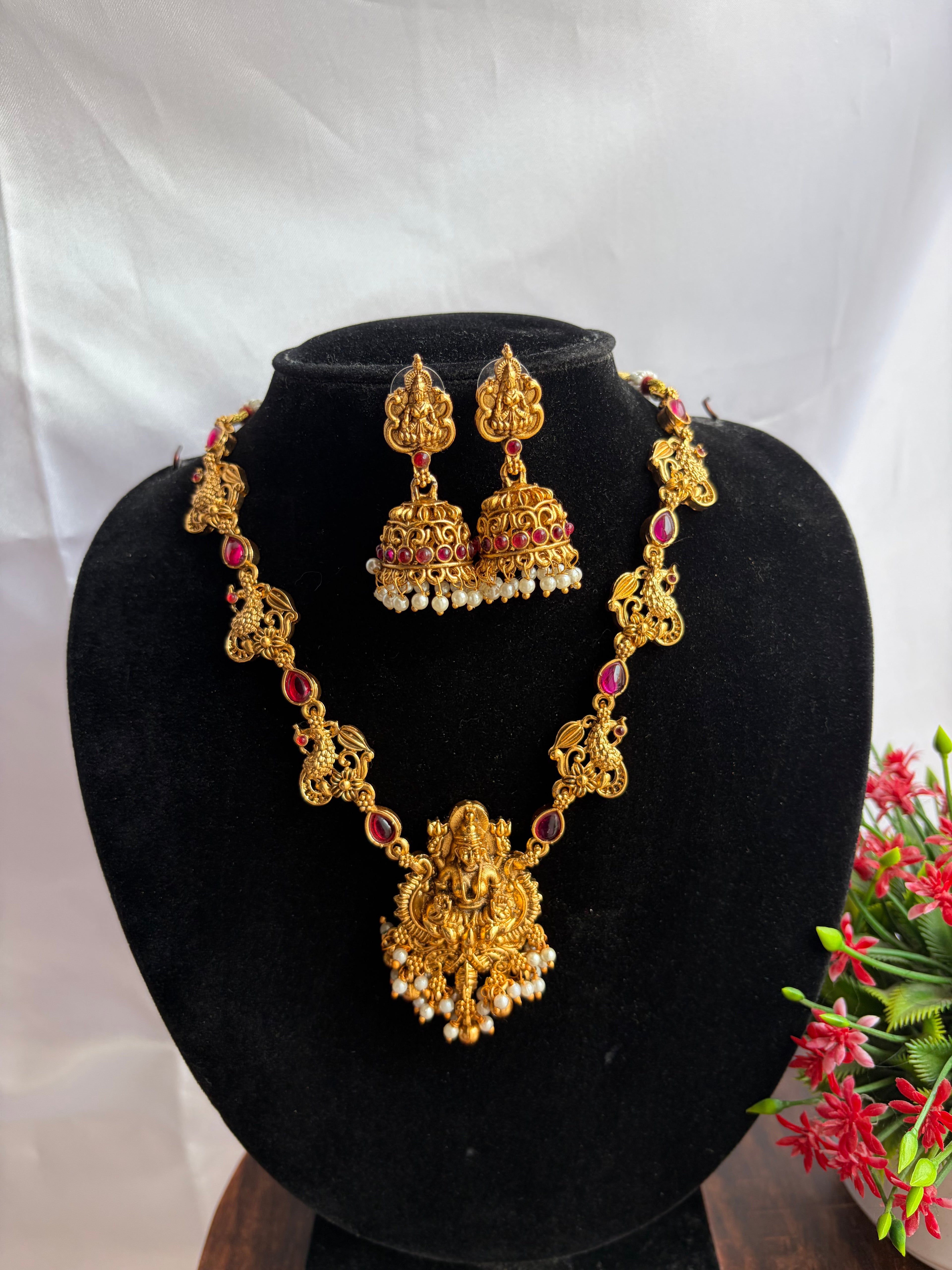 Abirami Lakshmi Antique Temple Necklace Set