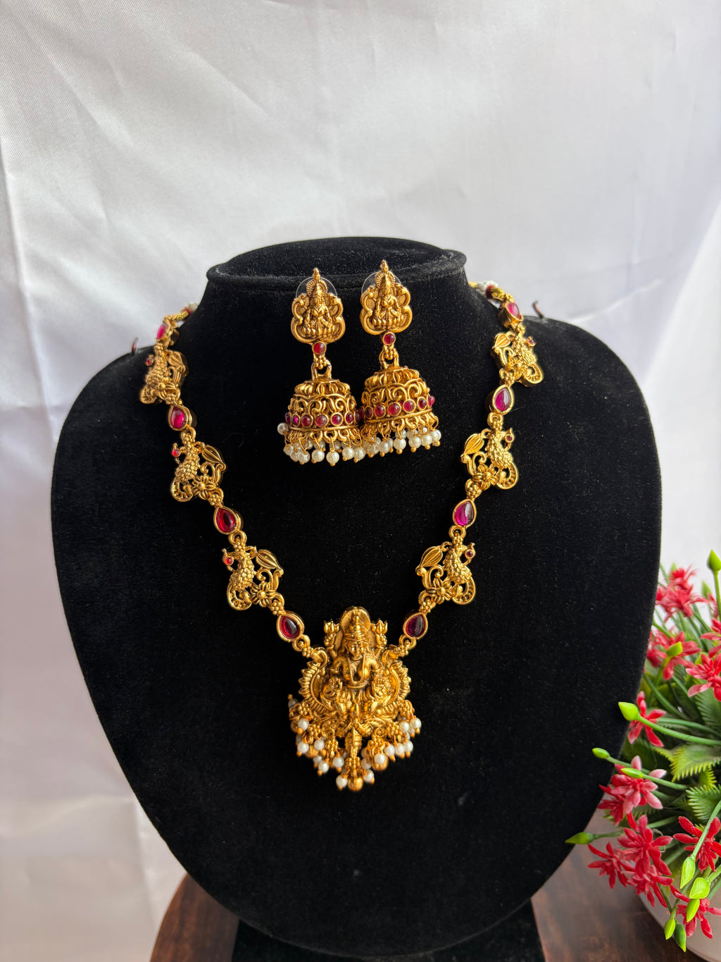 Abirami Lakshmi Antique Temple Necklace Set