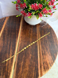 Dual Pattern Leaf & Bead Gold Bracelet