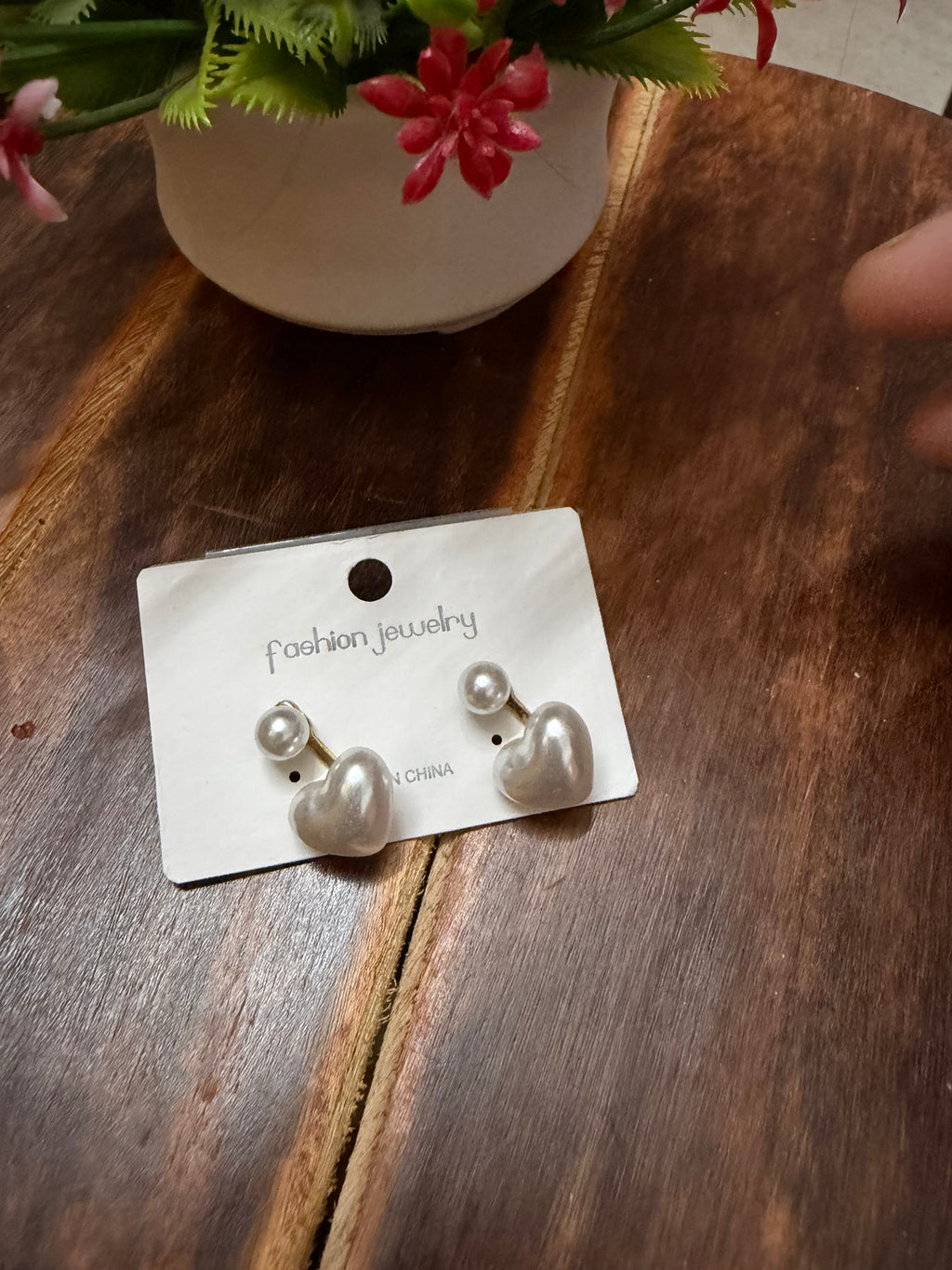 Pearl Heart Korean Earrings