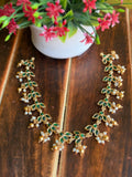Emerald Green Floral Pearl Drop Necklace