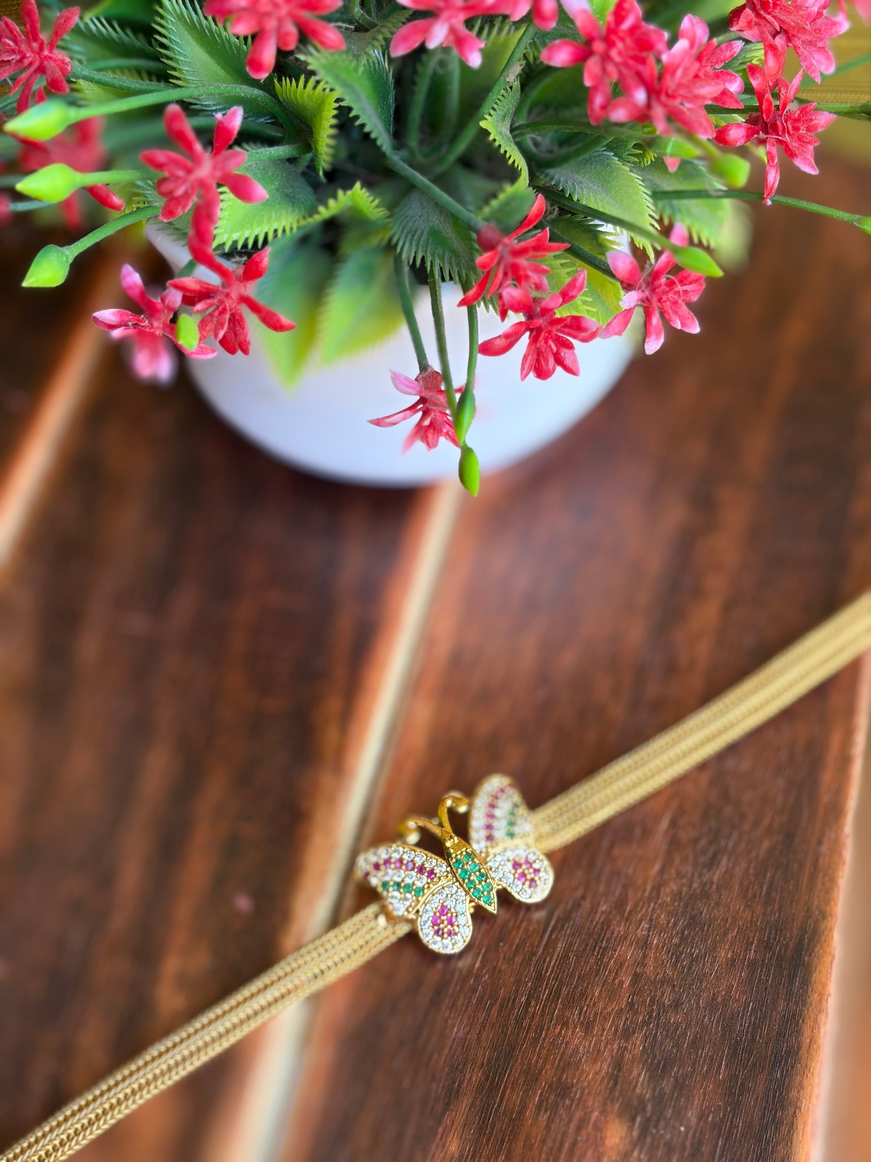 Multicolor Crystal Butterfly Pendant Necklace Set