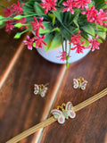 Multicolor Crystal Butterfly Pendant Necklace Set