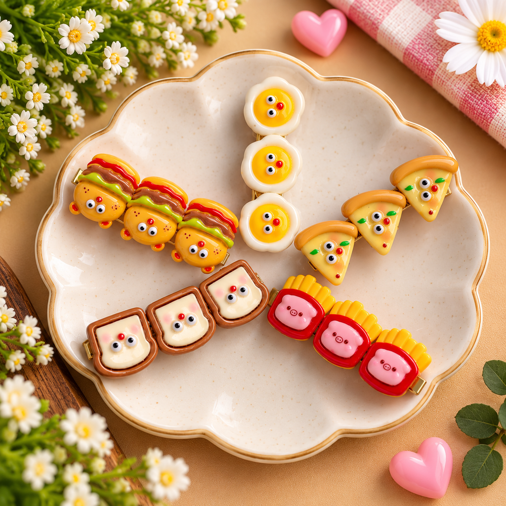 🍔🍕🍉 Foodie Kids Hair Clips