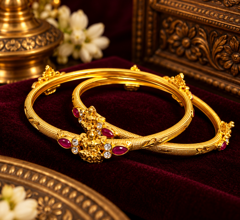 Lakshmi Valli Temple Gold Finish Bangles