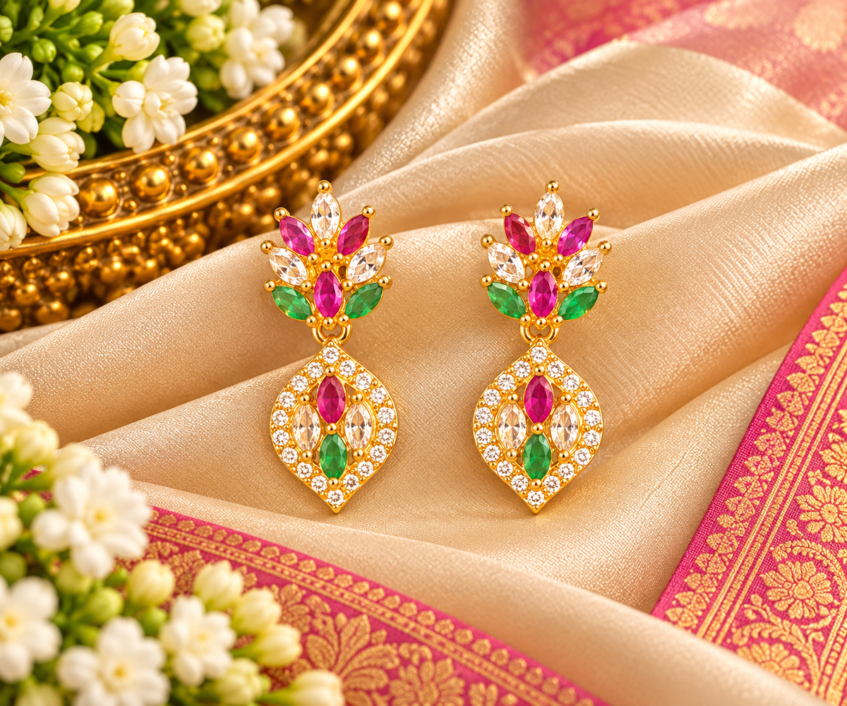 Yazhisai Varnam Dangler Earrings 💚💗