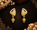 Ponmani White Stone Gold Finish Earrings 💛