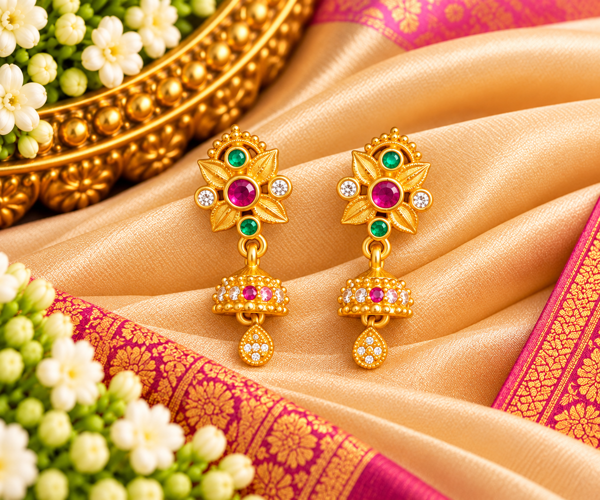 Sempon Rathna Jhumka Earrings 💚❤️