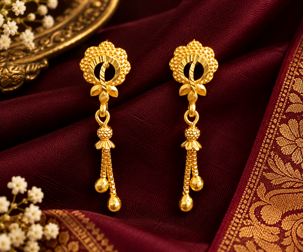 Thanga Valli Gold Finish Dangler Earrings 💛