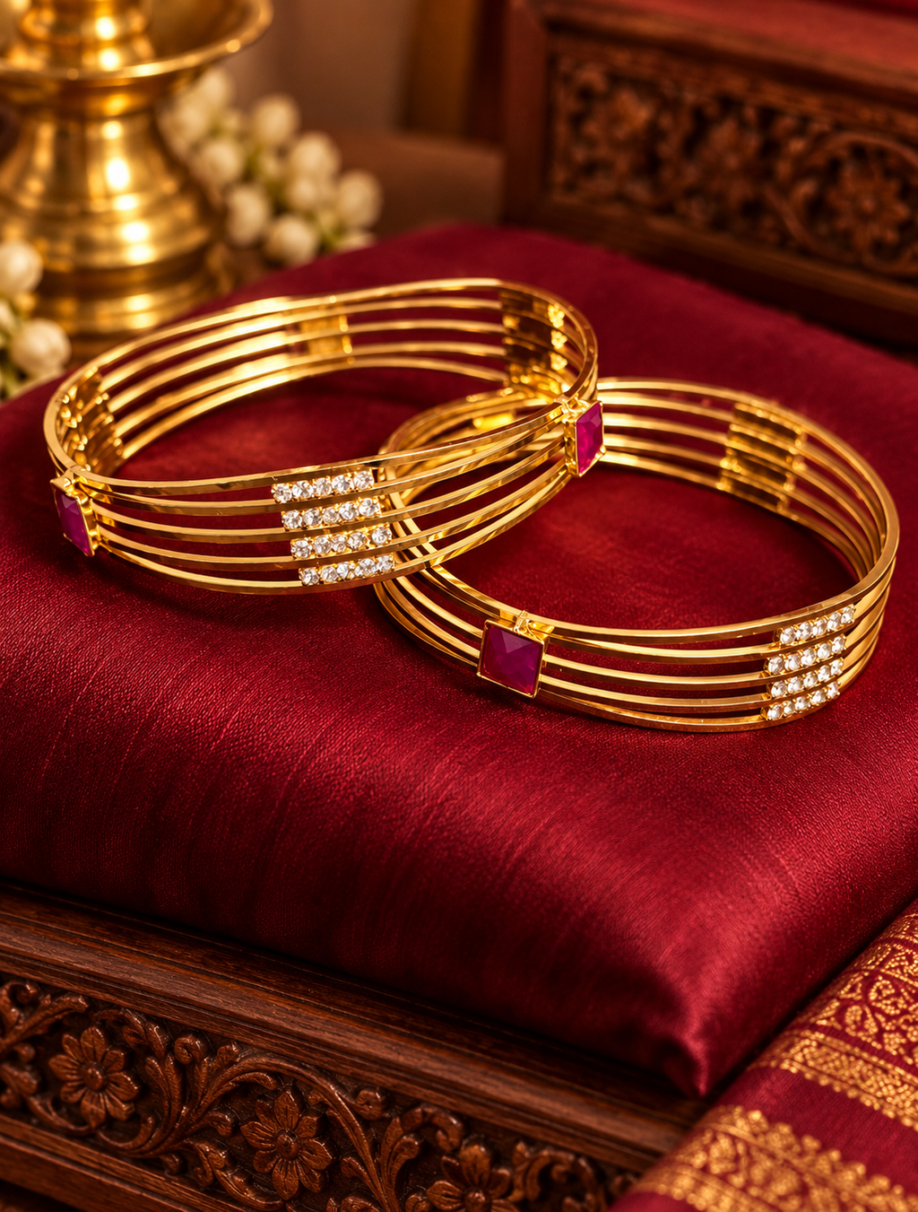 Rathna Valli Gold Finish Stone Bangles