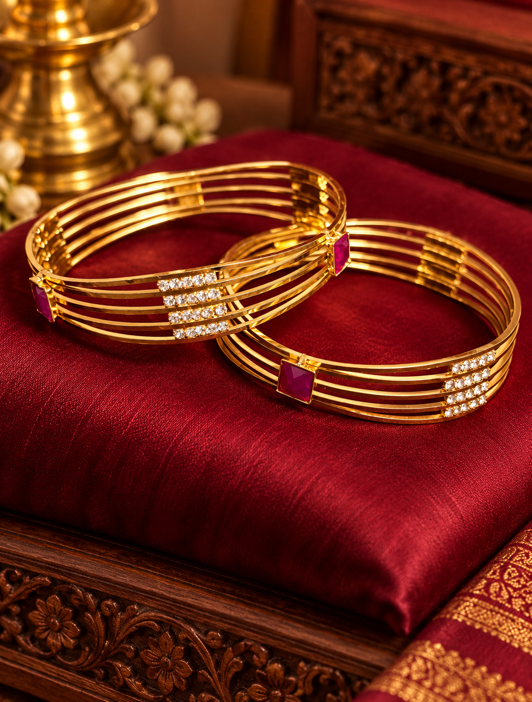 Rathna Valli Gold Finish Stone Bangles