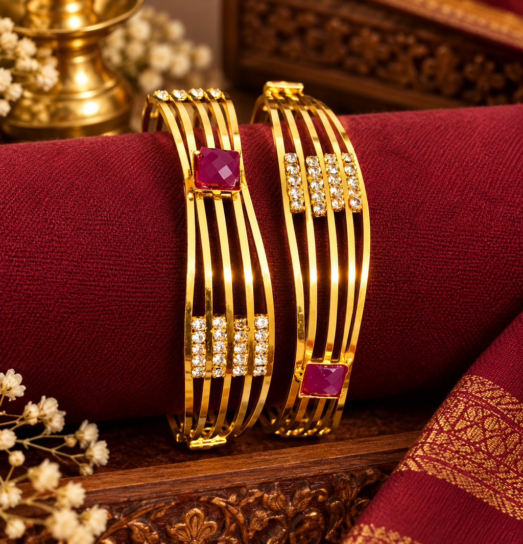 Rathna Valli Gold Finish Stone Bangles