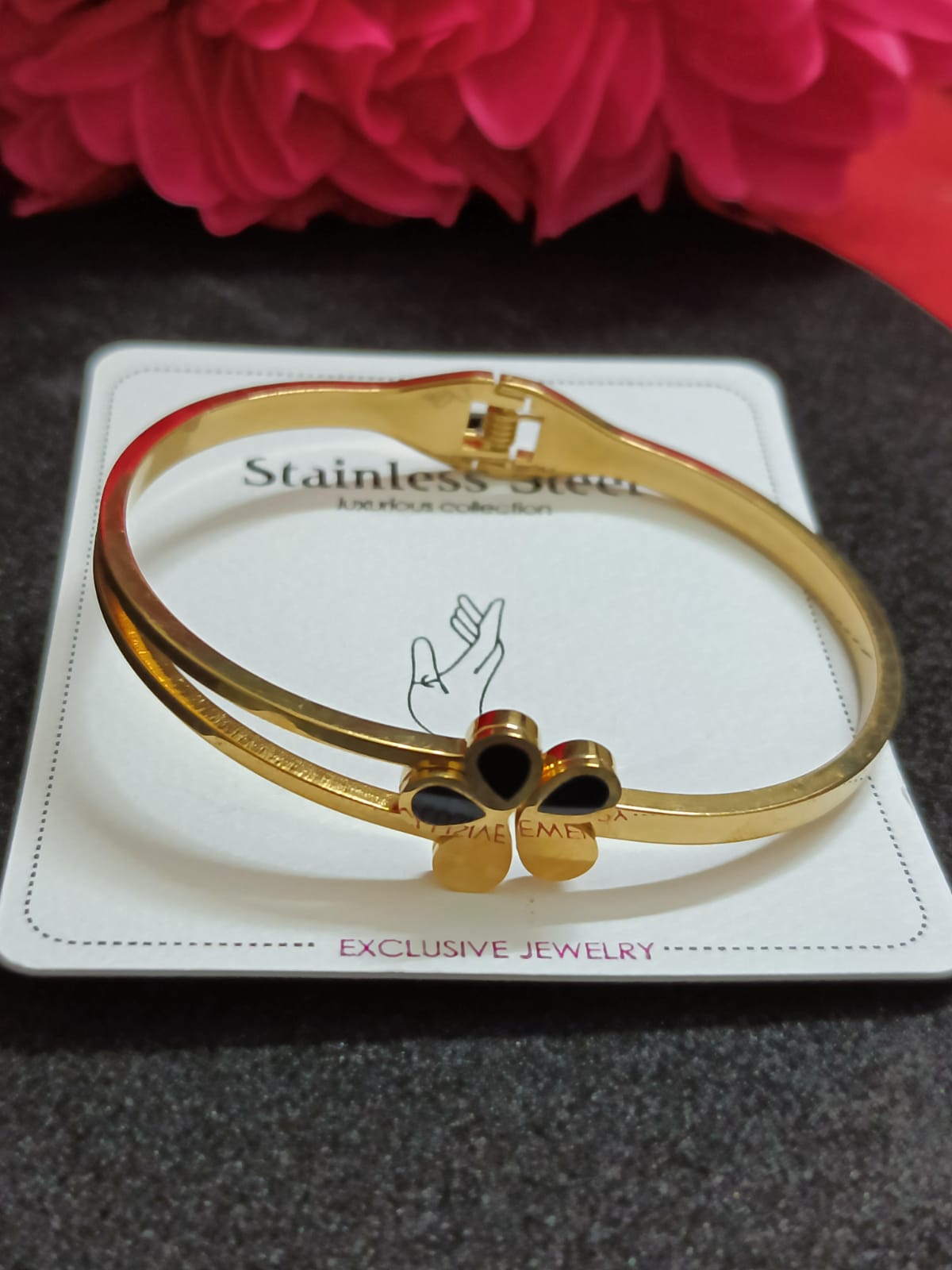 Black Petal Elegance Bracelet