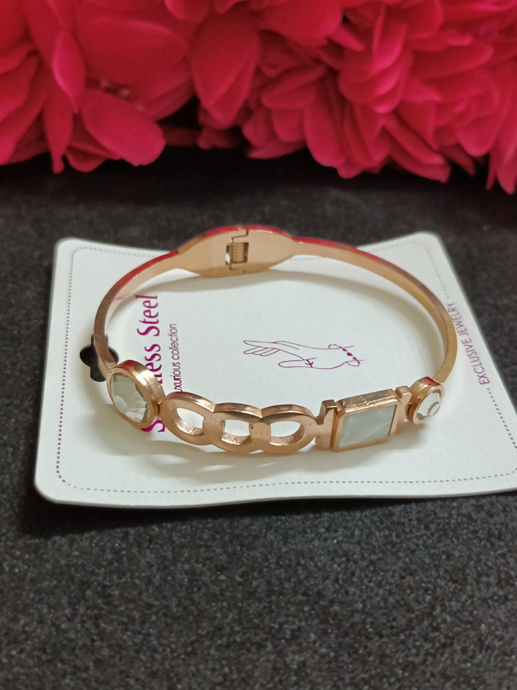 Rose Gold Crystal Charm Bracelet