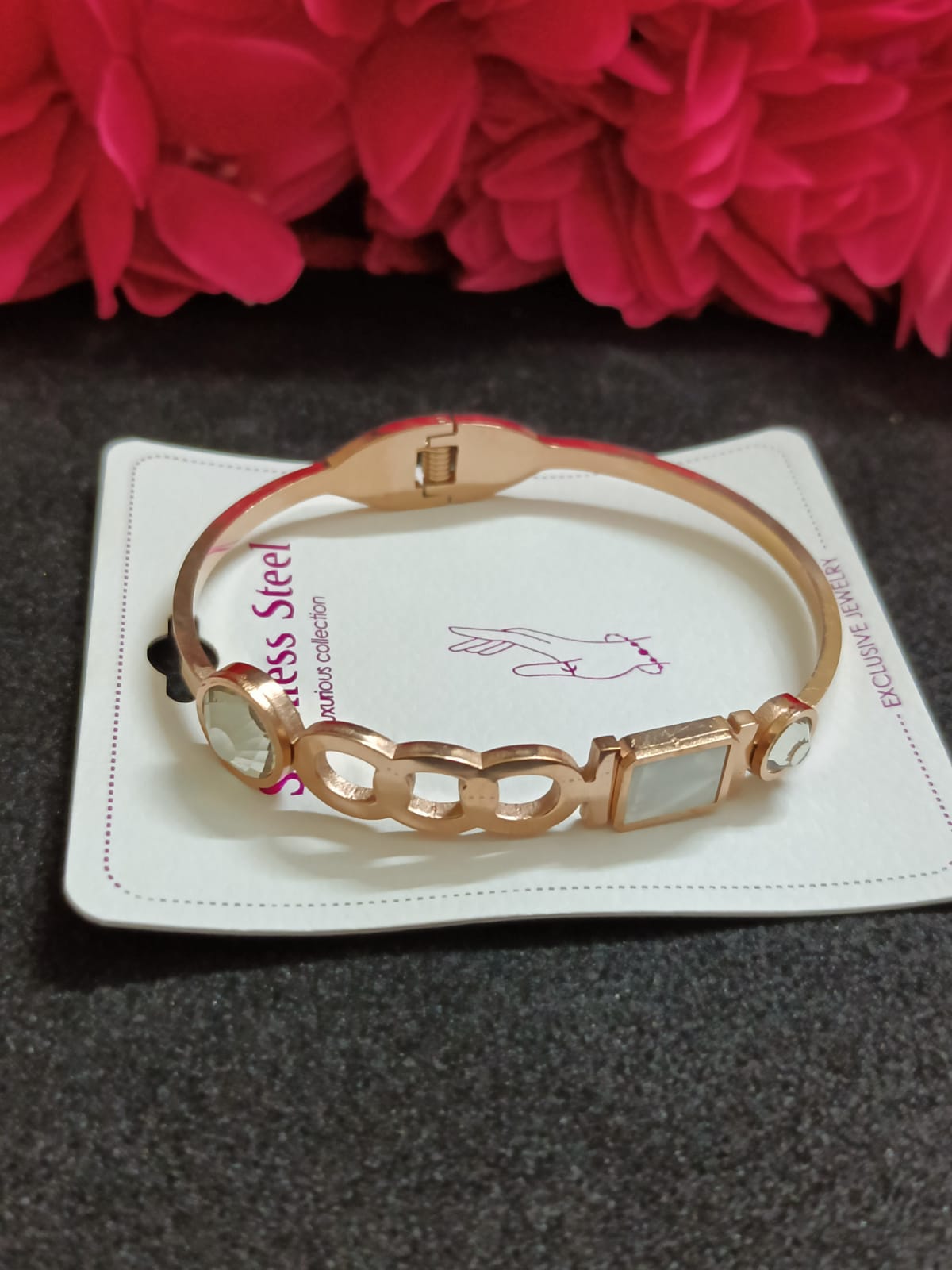 Rose Gold Crystal Charm Bracelet